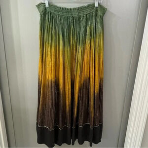 Zara Maxi Skirt Multicolored Metallic Ombré Boho Maxi Skirt 100% Cotton Sz M